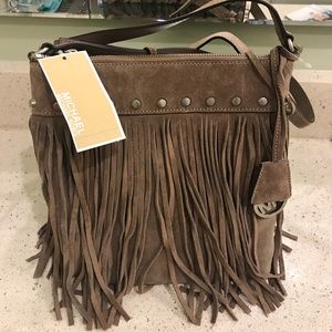 Michael Kors Suede and Leather Fringe Purse